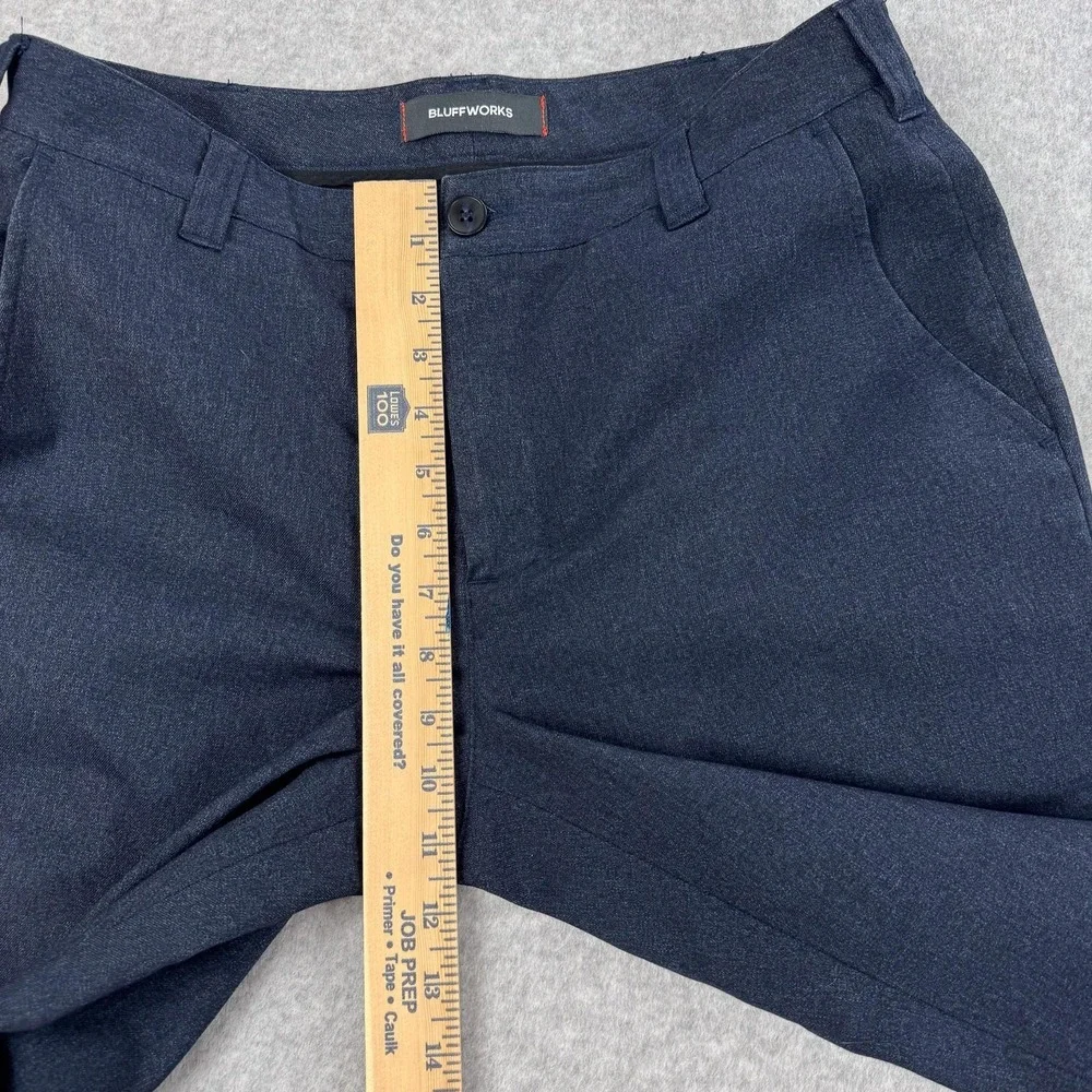 Bluffworks Gramercy Dress Pants Mens 31x29‎ Blue Slim Microfiber Travel Office